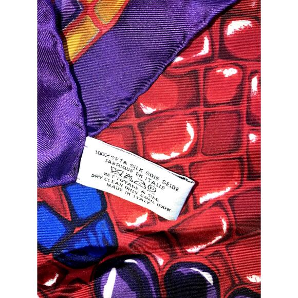 YSL Yves Saint Laurent Silk Scarf Jewel Print GORGEOUS COLORS Old Money Mob Wife - Picture 5 of 6